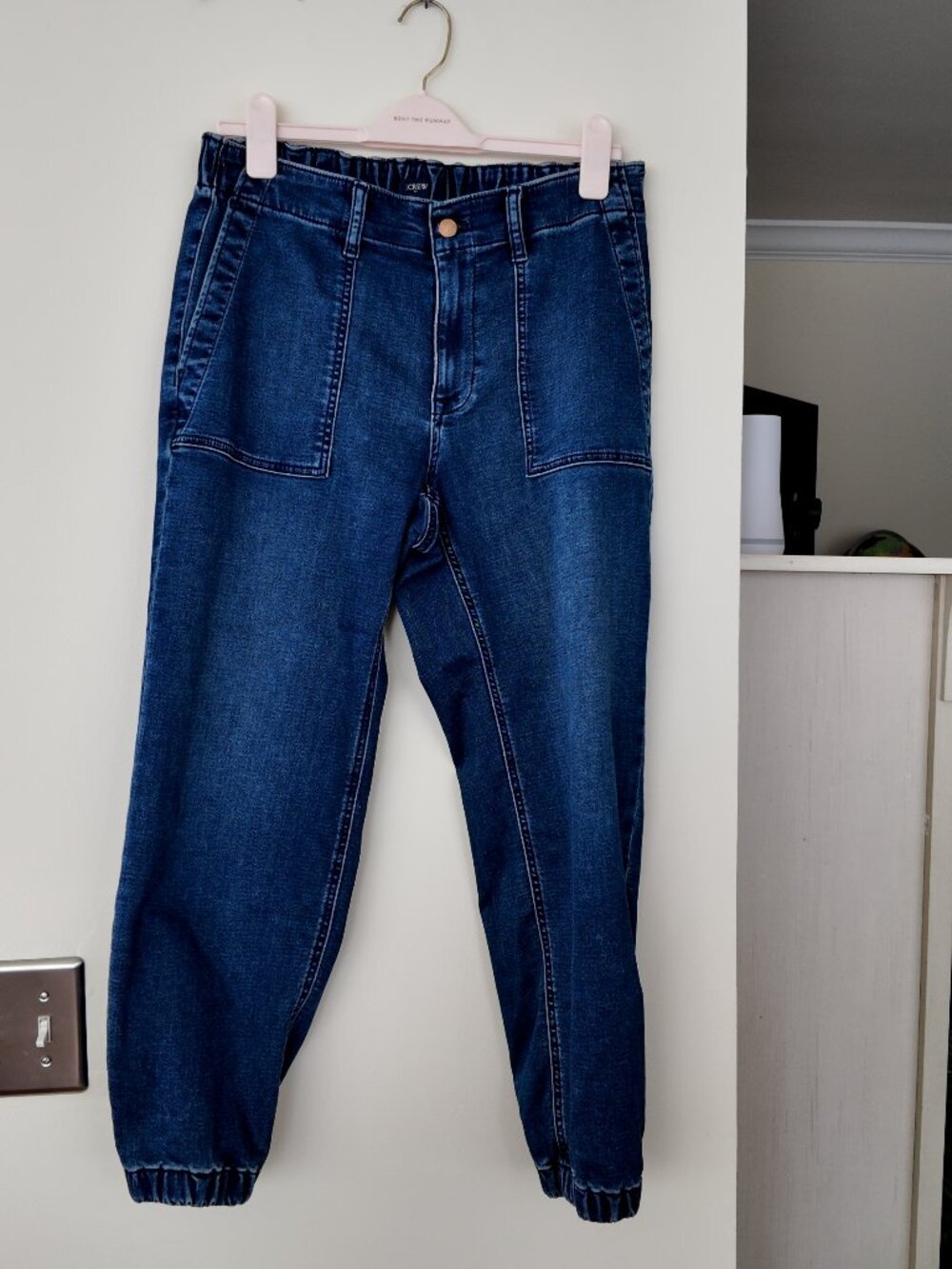 J.Crew Dark Wash Denim Jogger Pants Elastic Waist Patch Pockets | Size 30